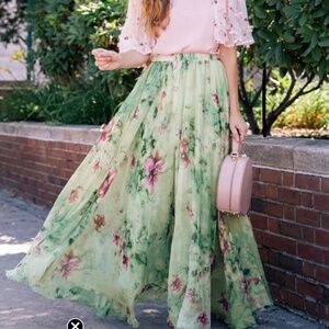 Chicwish Floral and Frill Maxi Skirt